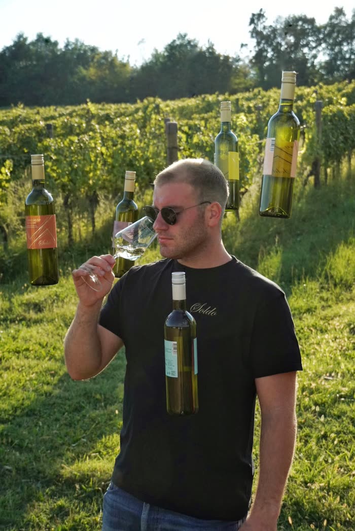 Mirko Soldo degustira vino u vinogradu